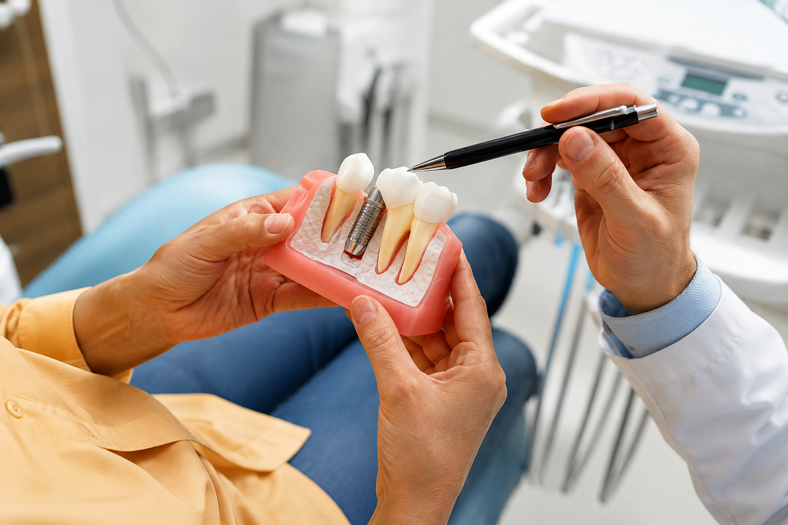 Dental implant consultation and tooth replacement